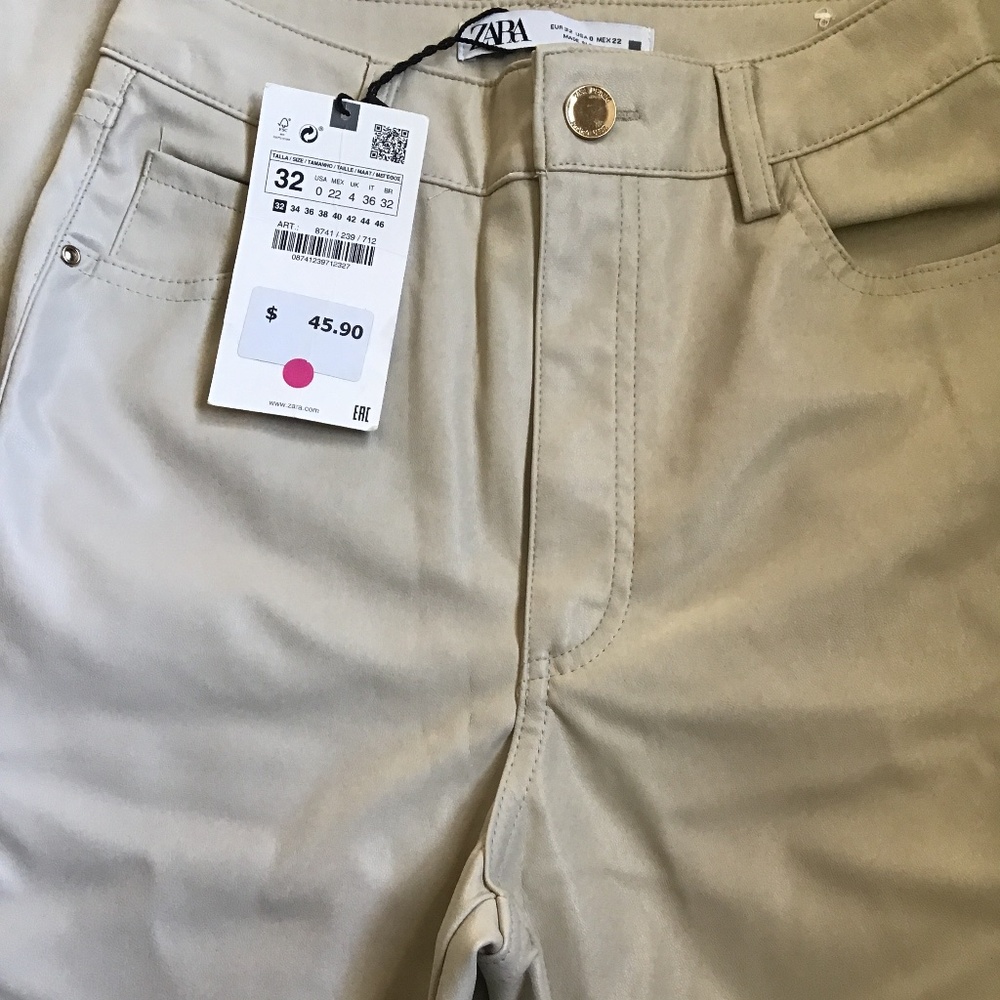 ZARA FAUX LEATHER PANTS WITH SLITS